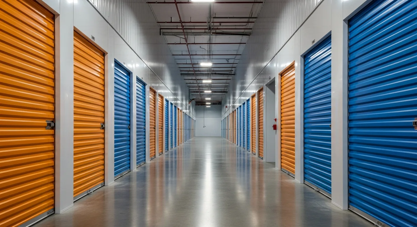 Intérieur d'un centre de garde-meuble avec cartons et housses de protection à Metz